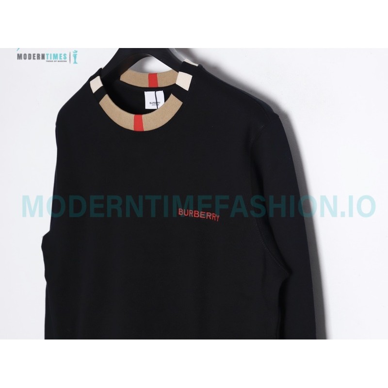 Burberry - Color Matching Round Neck Letter Embroidery Long Sleeve Hoodie