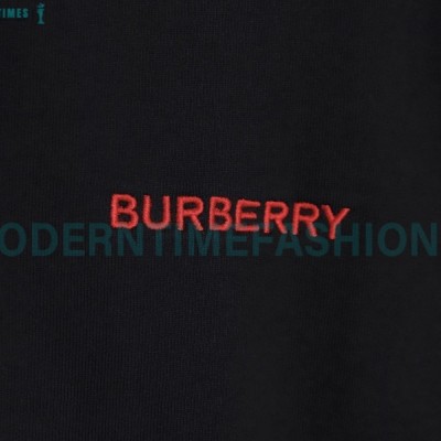 Burberry - Color Matching Round Neck Letter Embroidery Long Sleeve Hoodie