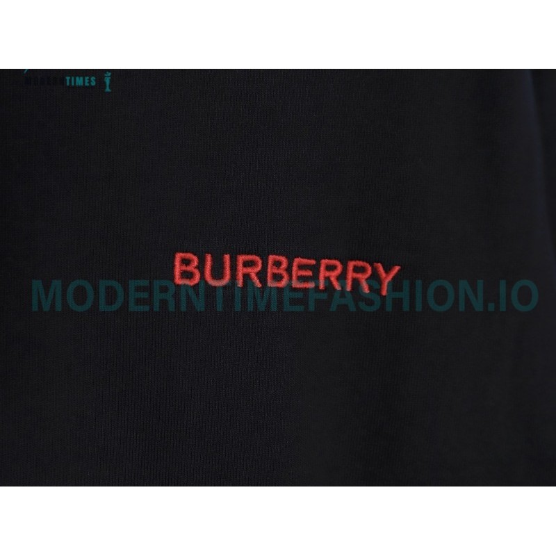 Burberry - Color Matching Round Neck Letter Embroidery Long Sleeve Hoodie