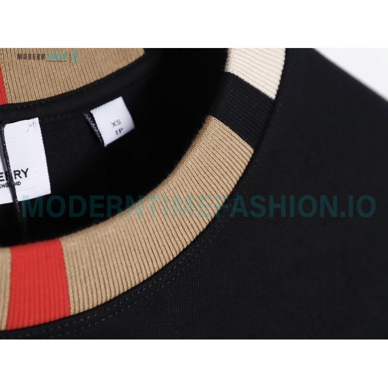 Burberry - Color Matching Round Neck Letter Embroidery Long Sleeve Hoodie