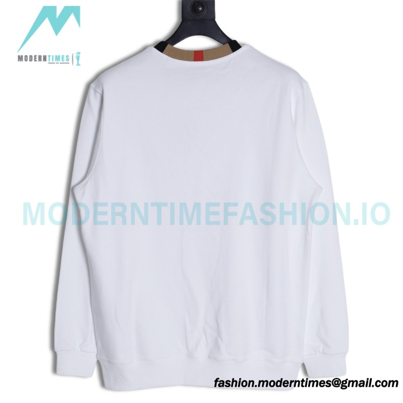 Burberry - Color Matching Round Neck Letter Embroidery Long Sleeve Hoodie