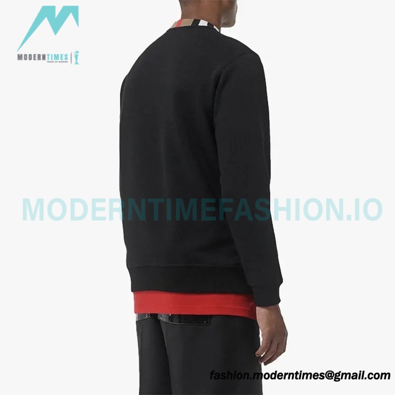 Burberry - Color Matching Round Neck Letter Embroidery Long Sleeve Hoodie