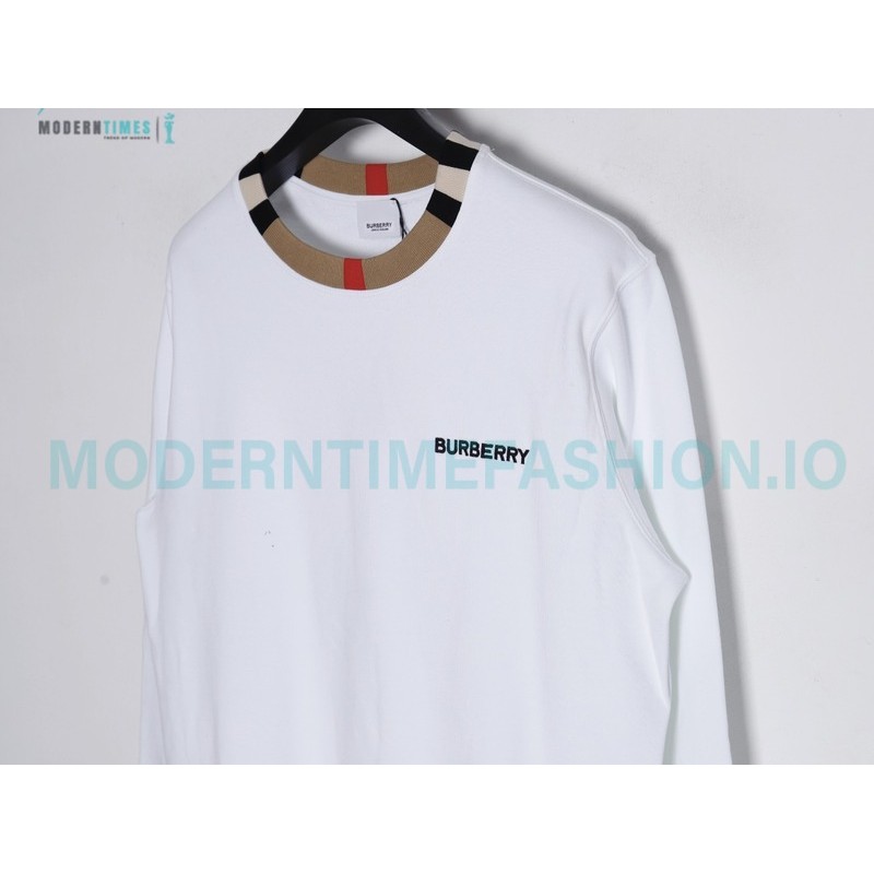 Burberry - Color Matching Round Neck Letter Embroidery Long Sleeve Hoodie