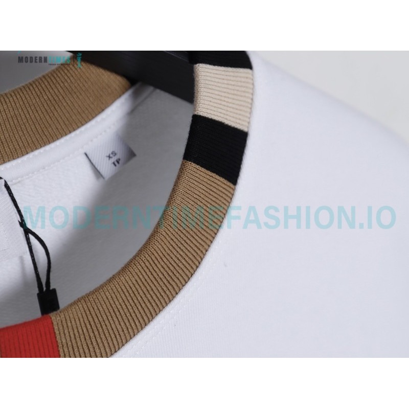 Burberry - Color Matching Round Neck Letter Embroidery Long Sleeve Hoodie