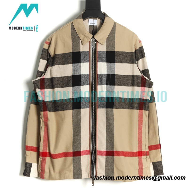 Burberry - 22FW Check Wool Zippered Shirt Jacket