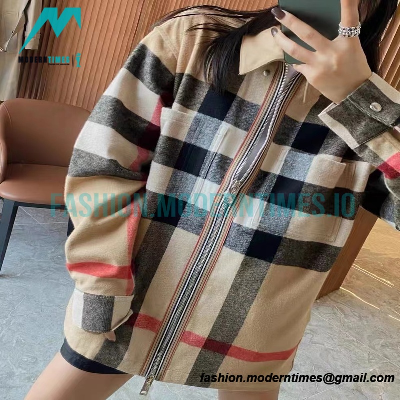 Burberry - 22FW Check Wool Zippered Shirt Jacket