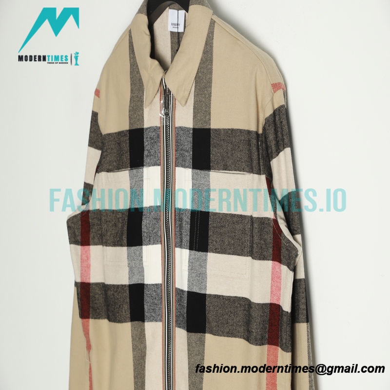 Burberry - 22FW Check Wool Zippered Shirt Jacket