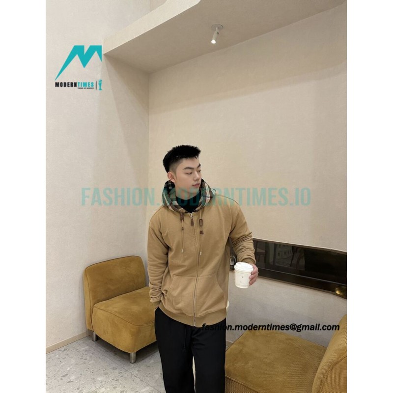 Burberry - 22FW Check Patchwork Zipper Hooded Coat