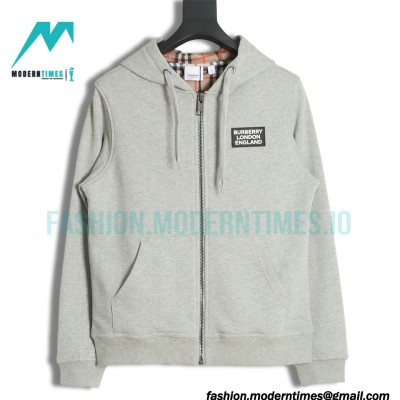 Burberry - 23FW New Blue And White Checked Hooded Jacket