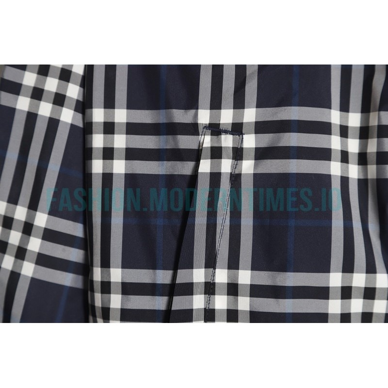 Burberry - 23FW New Blue And White Checked Hooded Jacket