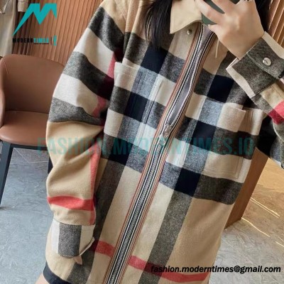 Burberry - 22FW Checked Wool Zipper Shirt Coat