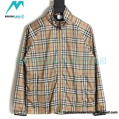 Burberry - Functional Plaid Stand Collar Thin Coat