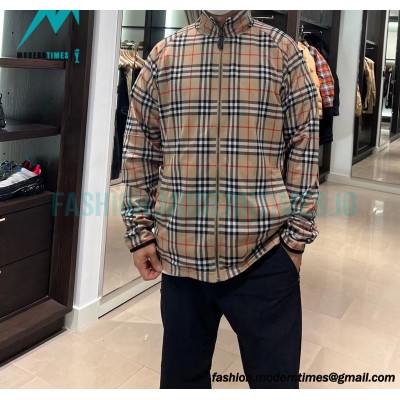 Burberry - Functional Plaid Stand Collar Thin Coat