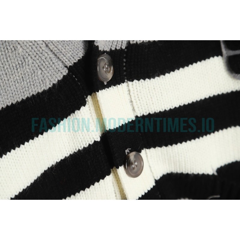 Burberry - 22FW POP Co-branded Inlaid Gray Striped Cardigan