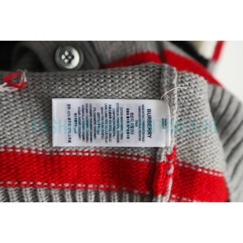Burberry - 22FW POP Co-branded Inlaid Gray Striped Cardigan