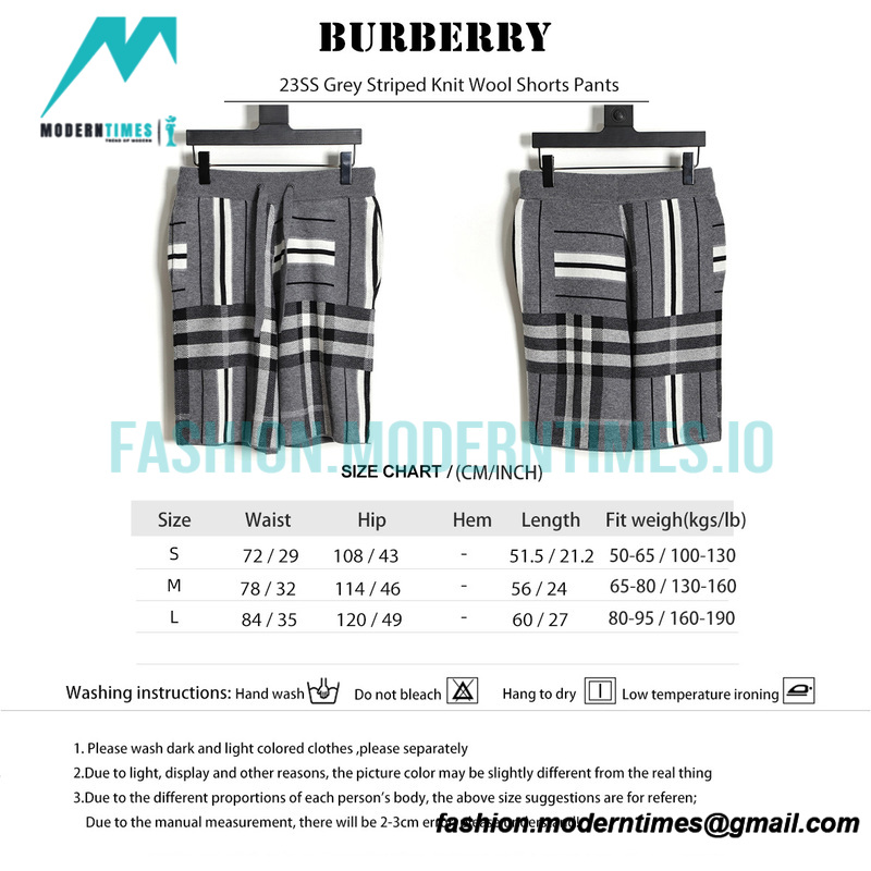 Burberry - 23SS Grey Striped Knit Wool Shorts Pants