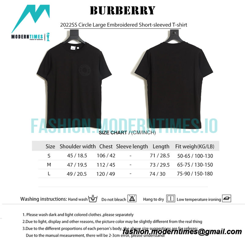 Burberry - 2022SS Circle Large Embroidered Short-sleeved T-shirt