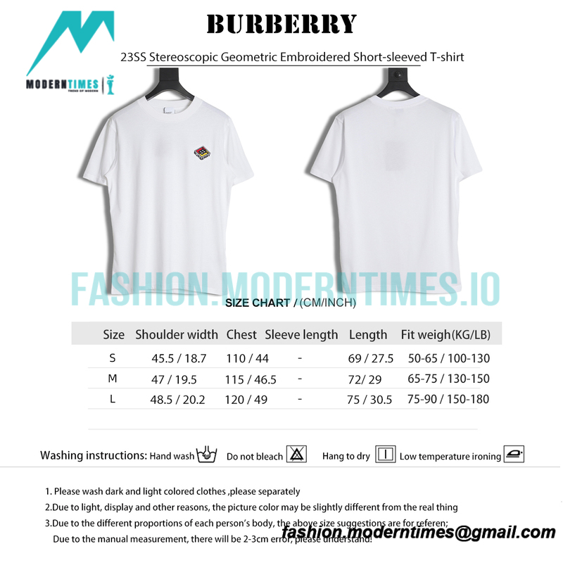 Burberry - 23SS Stereoscopic Geometric Embroidered Short-sleeved T-shirt