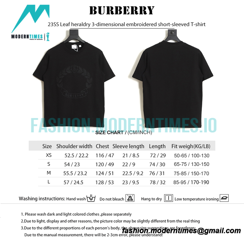 Burberry - 23SS Leaf heraldry 3-dimensional embroidered short-sleeved T-shirt