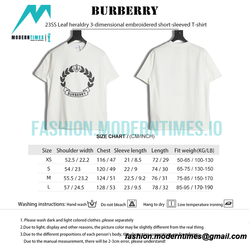 Burberry - 23SS Leaf heraldry 3-dimensional embroidered short-sleeved T-shirt