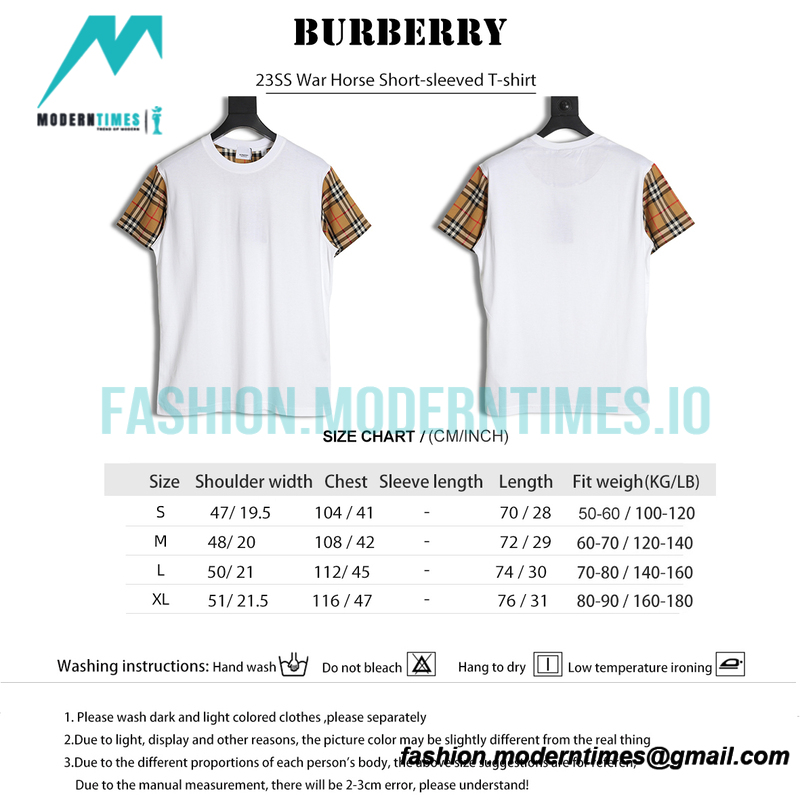 Burberry - Classic Plaid Sleeve Stitched Short Sleeve T-shirt