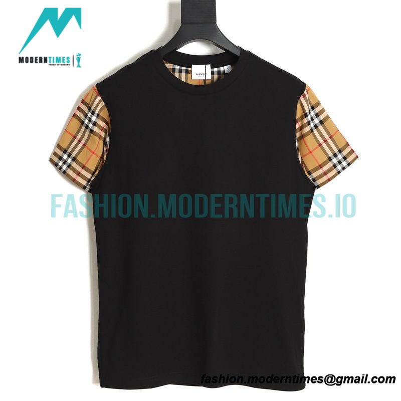 Burberry - Classic Plaid Sleeve Stitched Short Sleeve T-shirt