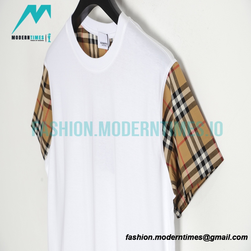 Burberry - Classic Plaid Sleeve Stitched Short Sleeve T-shirt