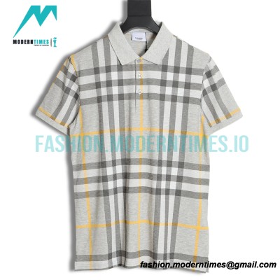 Burberry - Checked Lapel Short-sleeved Polo Shirt