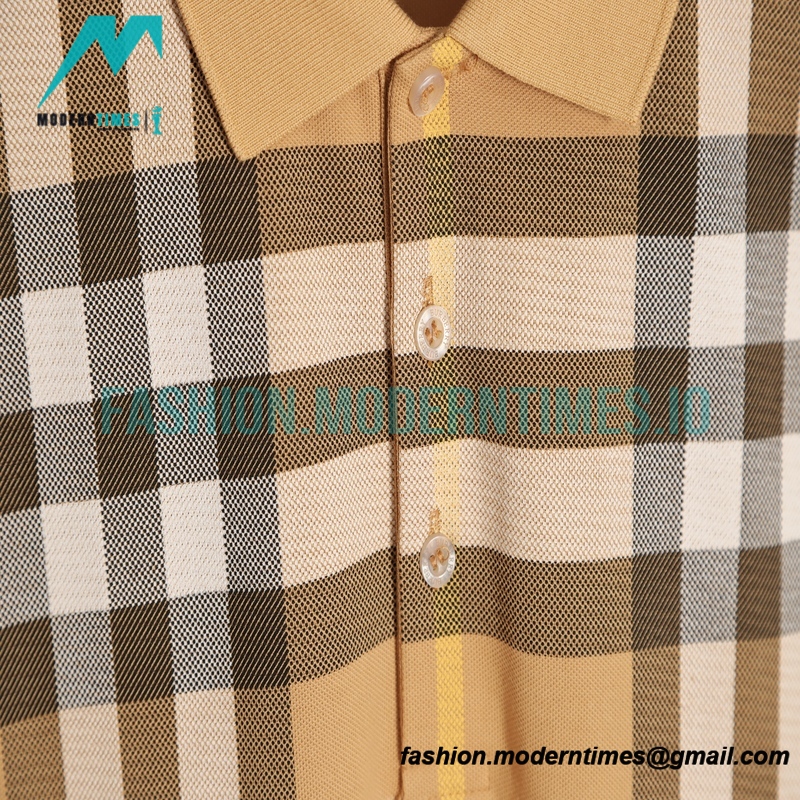 Burberry - Checked Lapel Short-sleeved Polo Shirt