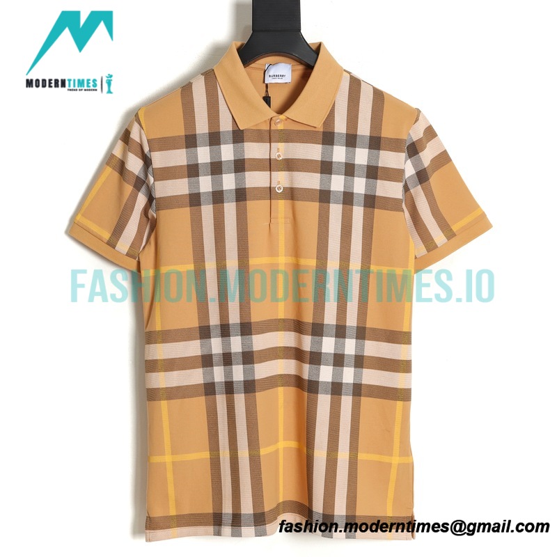 Burberry - Checked Lapel Short-sleeved Polo Shirt