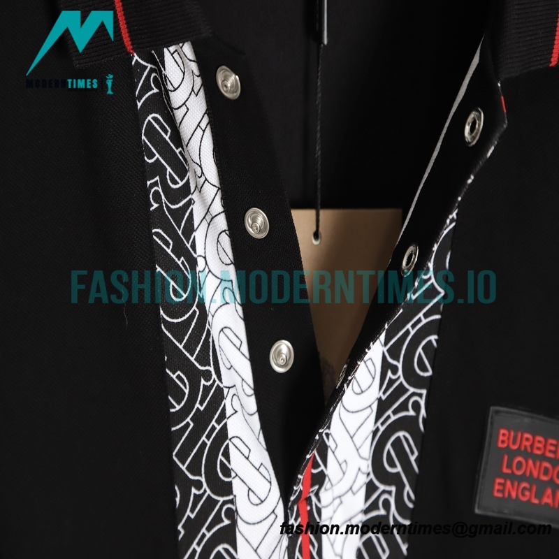 Burberry - Striped Printed Logo Lapel Short-sleeved Polo Shirt
