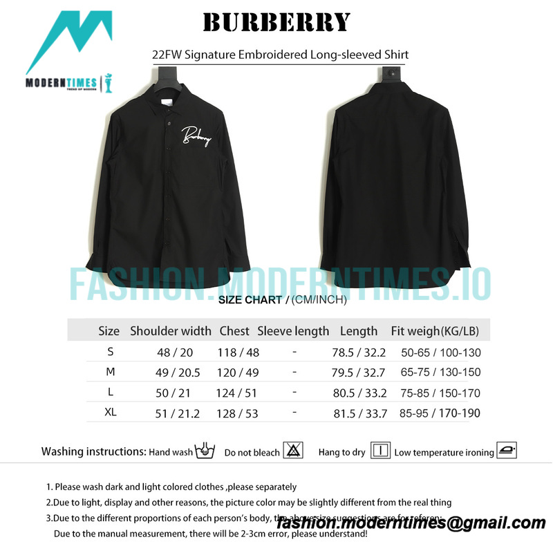Burberry - 22FW Signature Embroidered Long-sleeved Shirt