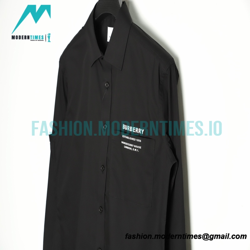 Burberry - 22SS Pocket Silicone Letter-printed Long-sleeved Shirt