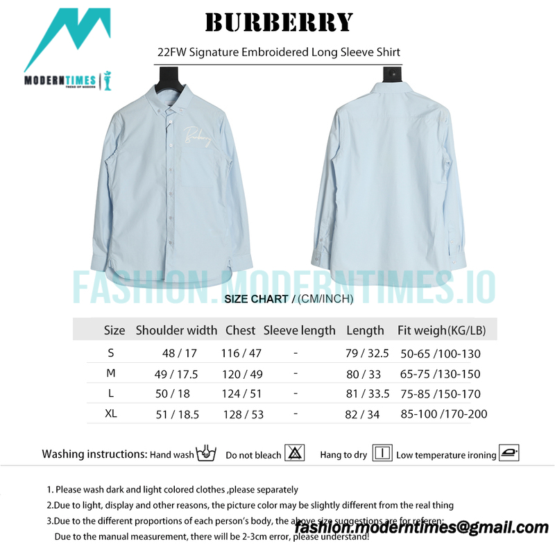 Burberry - 22FW Signature Embroidered Long Sleeve Shirt
