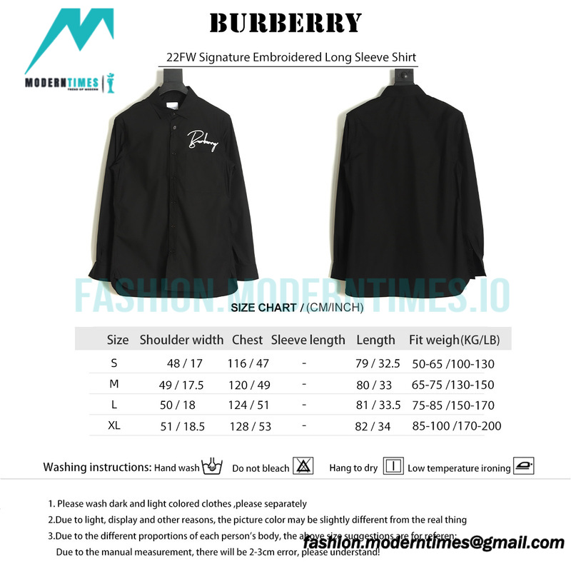 Burberry - 22FW Signature Embroidered Long Sleeve Shirt