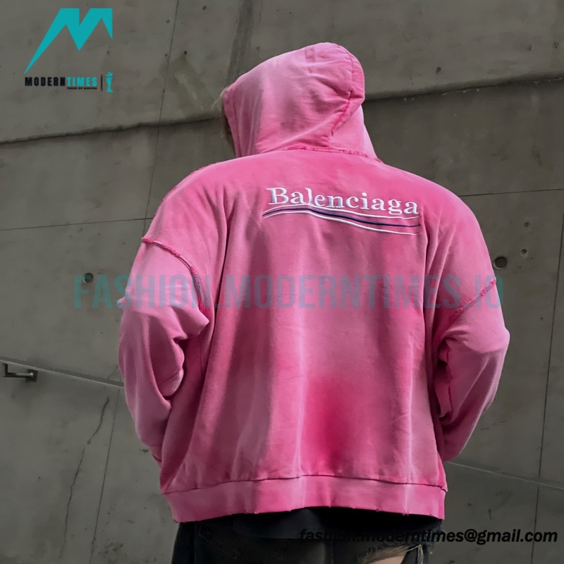 Balenciaga - 23ss Wash Water Tie-dye Fried Snow Cola Embroidery Cardigan Long-sleeved Hoodie