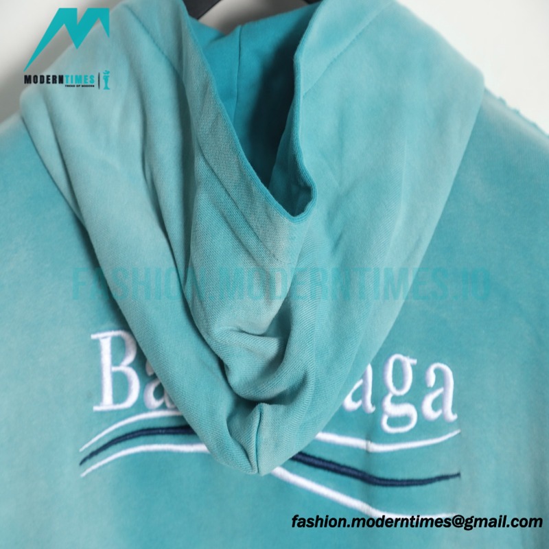 Balenciaga - 23ss Wash Water Tie-dye Fried Snow Cola Embroidery Cardigan Long-sleeved Hoodie