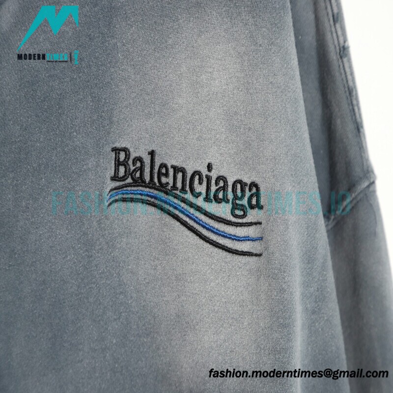 Balenciaga - 23ss Wash Water Tie-dye Fried Snow Cola Embroidery Cardigan Long-sleeved Hoodie
