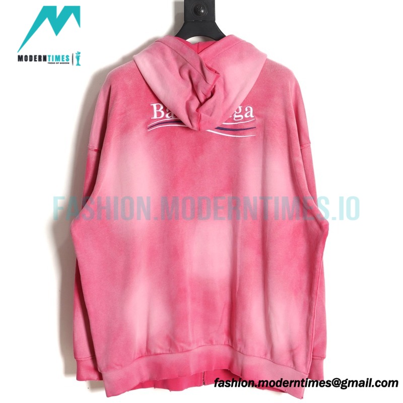 Balenciaga - 23ss Wash Water Tie-dye Fried Snow Cola Embroidery Cardigan Long-sleeved Hoodie