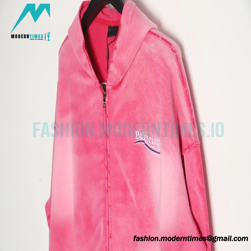 Balenciaga - 23ss Wash Water Tie-dye Fried Snow Cola Embroidery Cardigan Long-sleeved Hoodie