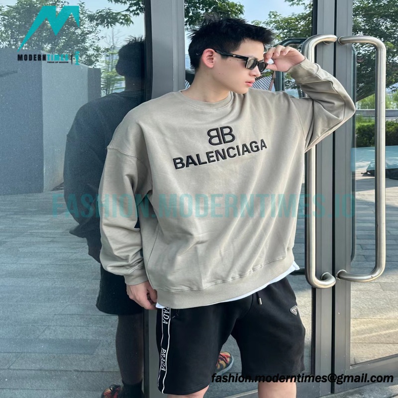 Balenciaga - 23Fw Double B Logo Three-dimensional Embroidered Round Neck Hoodie