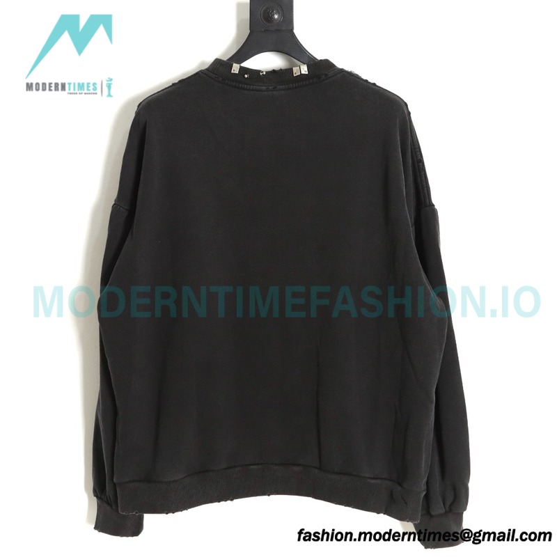 Balenciaga - 23FW Wash Round Neck Hoodie With Puncture Buckle