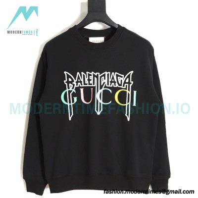 Balenciaga - Gucci Embroidered Logo Printed Crewneck Hoodie