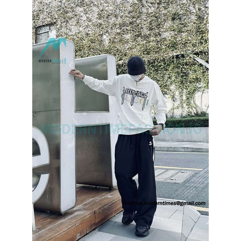 Balenciaga - Gucci Embroidered Logo Printed Crewneck Hoodie