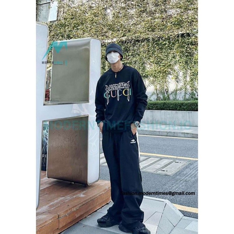 Balenciaga - Gucci Embroidered Logo Printed Crewneck Hoodie