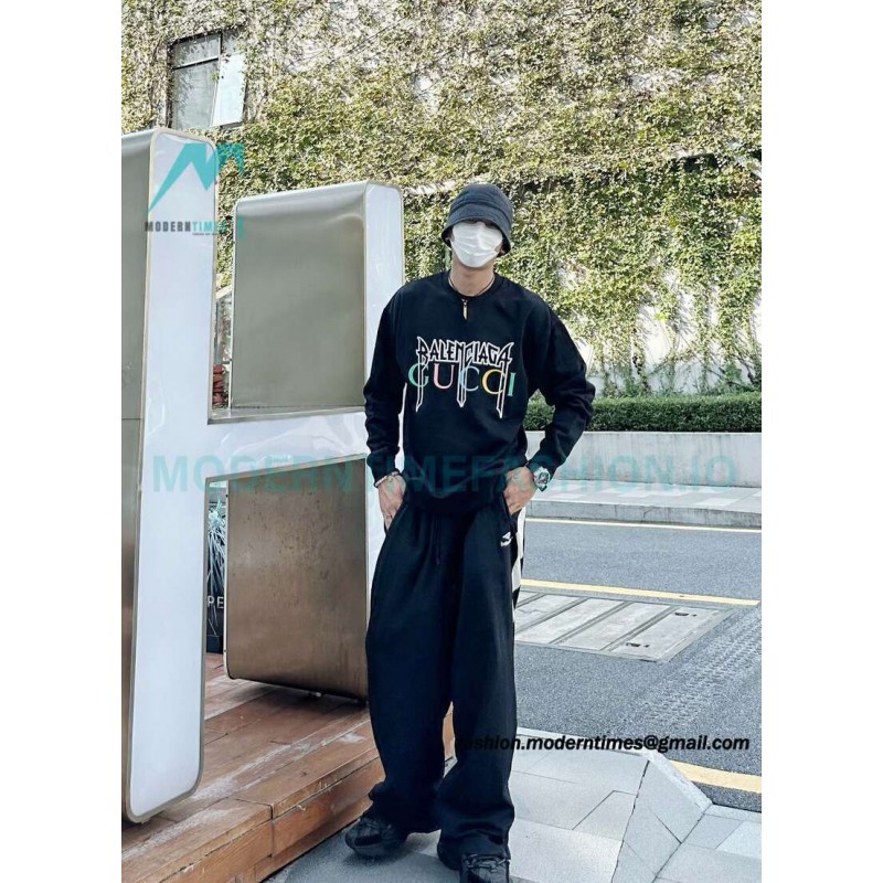 Balenciaga - Gucci Embroidered Logo Printed Crewneck Hoodie