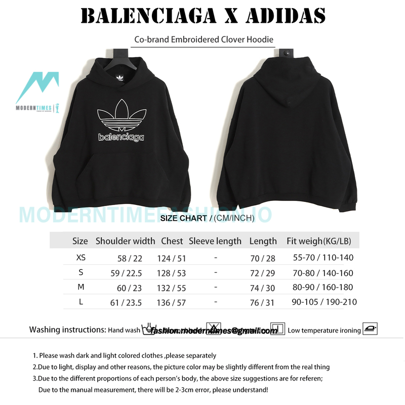 Balenciaga - Adidas Co-brand Embroidered Clover Hoodie