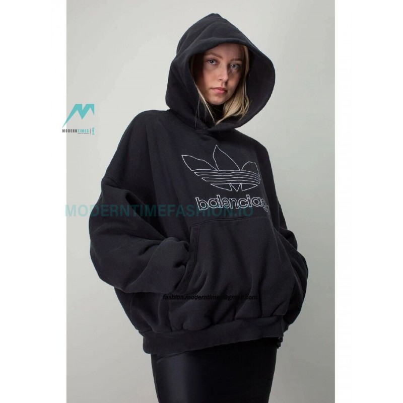 Balenciaga - Adidas Co-brand Embroidered Clover Hoodie
