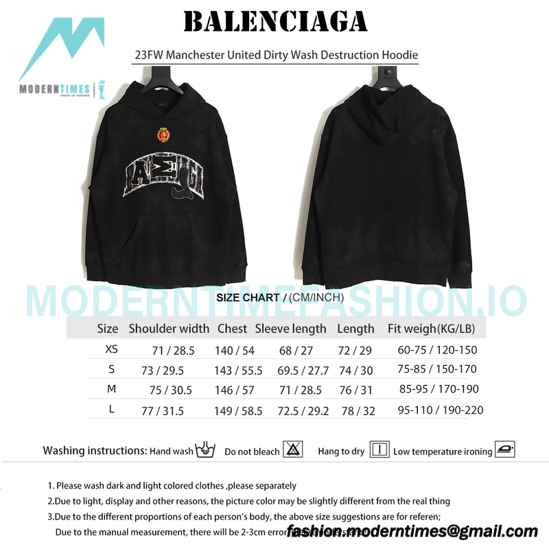 Balenciaga - 23FW Manchester United Dirty Wash Destruction Hoodie
