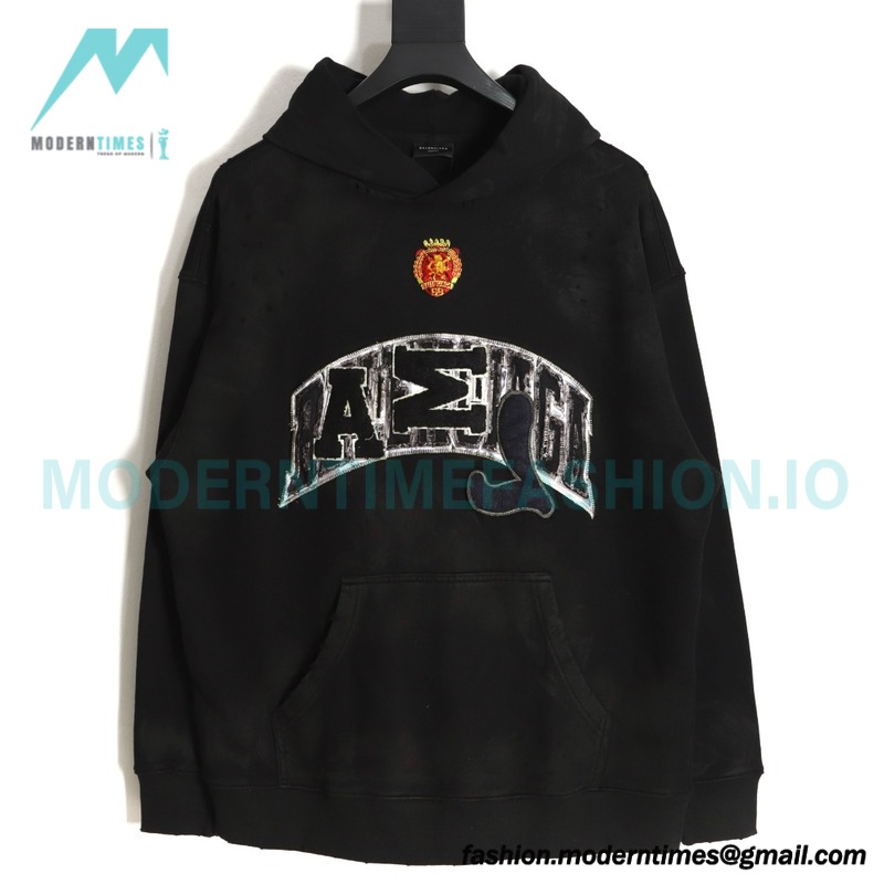 Balenciaga - 23FW Manchester United Dirty Wash Destruction Hoodie